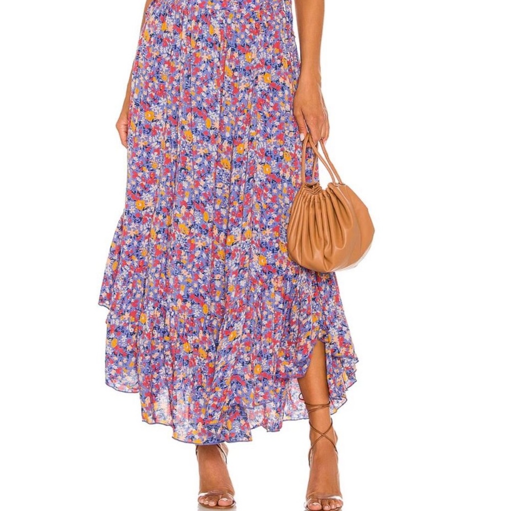 Free People Floral Maxi Skirt - Blue and Orange